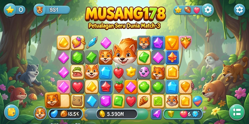 Tangkapan layar gameplay <strong>MUSANG178</strong> menunjukkan kombinasi warna-warni yang menakjubkan.